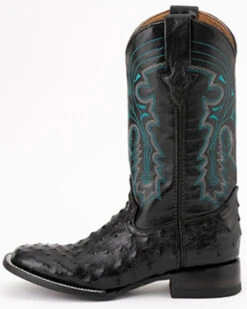 Ferrini Men's Full-Quill Ostrich Embroidered Western Boots - Broad Square Toe -Walk The West Sales 066845 89 P3