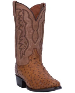 Dan Post Men's Tempe Full Quill Ostrich Western Boots - Medium Toe -Walk The West Sales 066850 C9 P1
