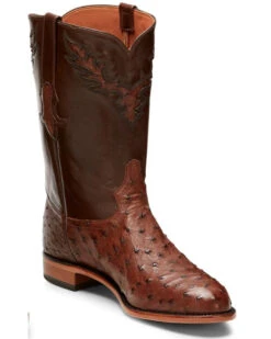 Tony Lama Men's Exotic Ostrich Skin Western Boots - Round Toe -Walk The West Sales 066A54 GD P1
