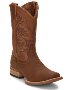 Justin Men's Cowman Cognac Western Boots - Broad Square Toe