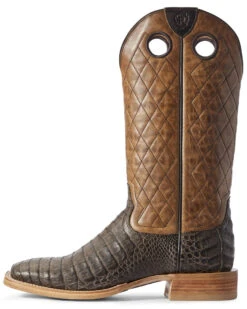 Ariat Men's Brown Caiman Belly Western Boots - Broad Square Toe