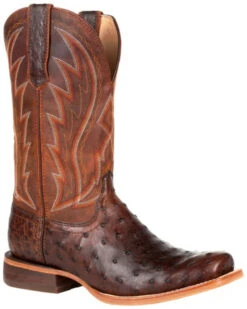Durango Men's Chestnut Full-Quill Ostrich Western Boots - Square Toe -Walk The West Sales 2000320679 203 P1