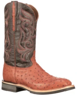 Lucchese Men's Rowdy Ostrich Skin Western Boots - Broad Square Toe -Walk The West Sales 2000321953 235 P1