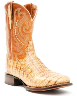 Dan Post Men's Tan Caiman Belly Western Boots - Broad Square Toe -Walk The West Sales 2000344179 280 P1