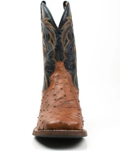 Dan Post Men's 11" Bay Apache Hand Quill Ostrich Exotic Western Boots - Broad Square Toe -Walk The West Sales 2000381789 201 P4